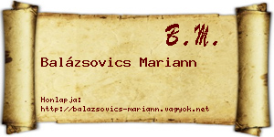 Balázsovics Mariann névjegykártya