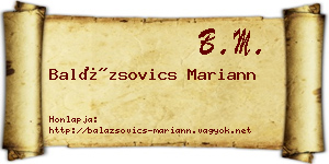 Balázsovics Mariann névjegykártya
